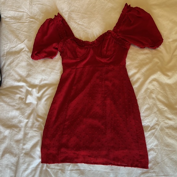 Red sweetheart neck mini dress size s - Picture 3 of 3